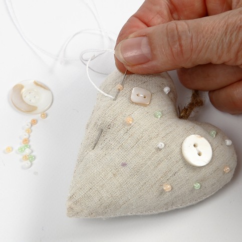 Fabric Hanging Decorations with Buttons and Beads