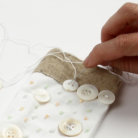 Fabric Hanging Decorations with Buttons and Beads