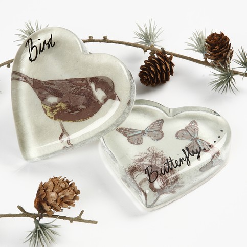 A Glass Heart with Decoupage - 163485