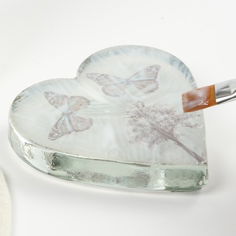 A Glass Heart with Decoupage - 163485