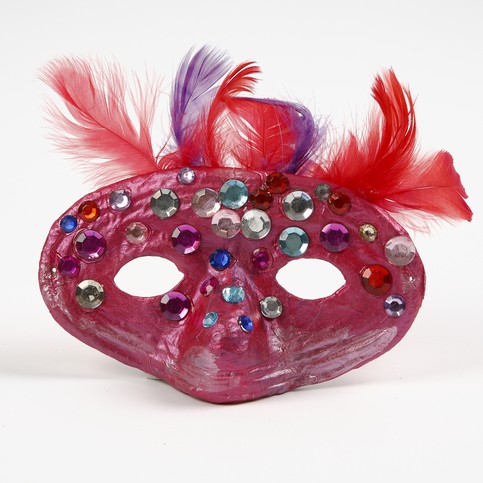 A Papier-M ch  Mask with Feathers and Rhinestones