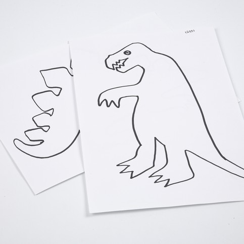 A Dinosaur Drawing on Thick Paper in a Passepartout Frame