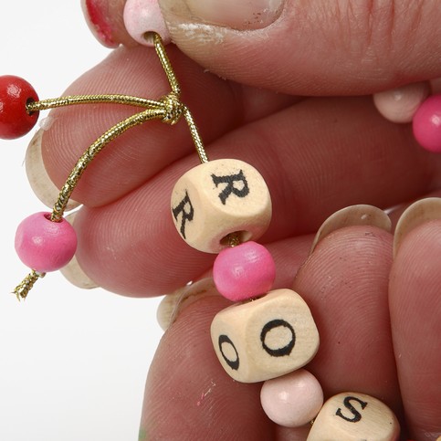 Bracelets with Round Wooden Beads and Wooden Beads with Letters