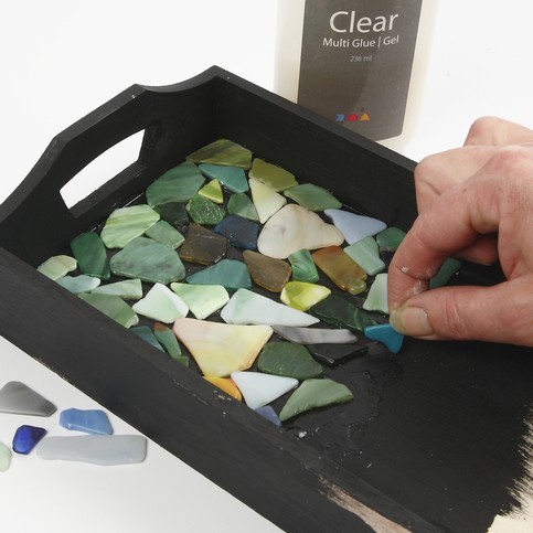 A Wooden Tray with Mosaics