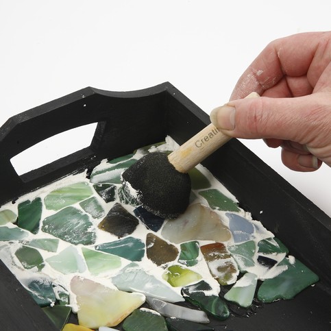 A Wooden Tray with Mosaics