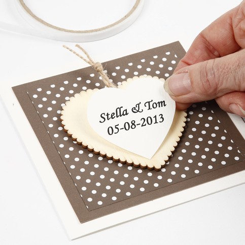 A Party Invitation and Card with a Wooden Heart