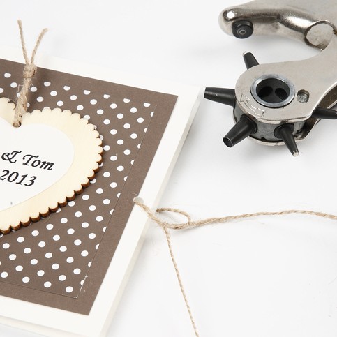 A Party Invitation and Card with a Wooden Heart