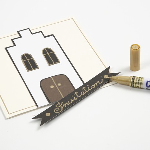 A Party Invitation and Card with a Church and Butterflies