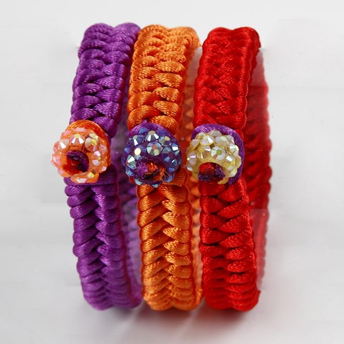 Braided Satin Bracelets with Plastic Beads