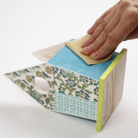 A Bird Box decorated with Handmade Paper