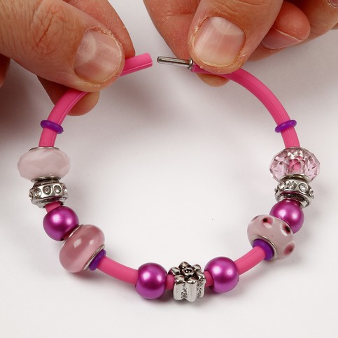 Silicone Bracelets with Glass Charm Beads