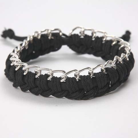 A Silicone Bracelet with Macram  Cord and a Piece of Jewellery Chain