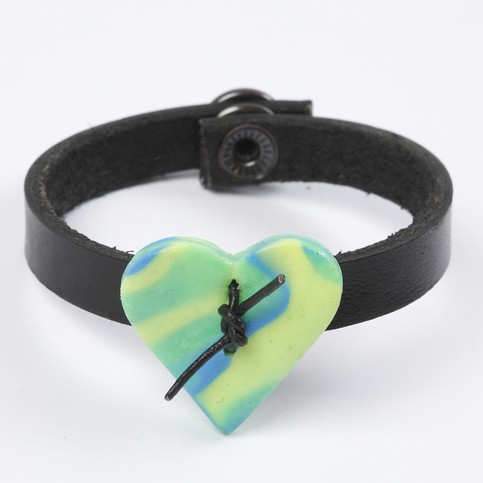 A Leather Bracelet with a Pardo Jewellery Clay Heart