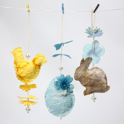 Easter Shapes sewn from Handmade Paper