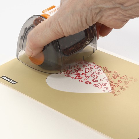 A Tablecloth and a Greeting Card with printed Hearts