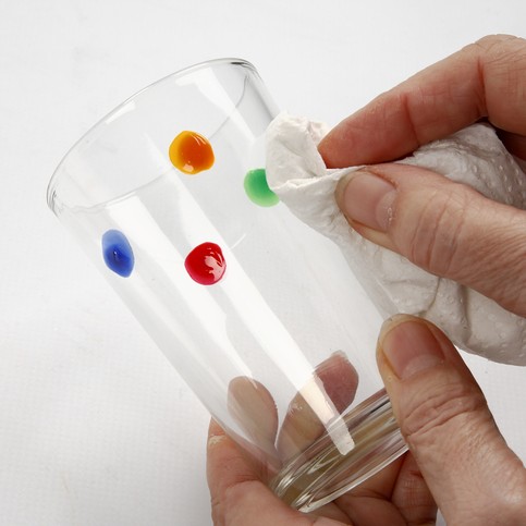 A Candle Holder decorated with colourful Dots