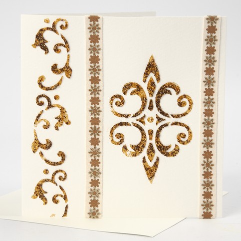 A Greeting Card with Stencil Print made with Glitter Gel