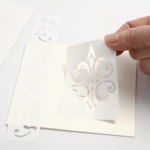 A Greeting Card with Stencil Print made with Glitter Gel