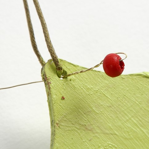 Wooden Hanging Decorations with Brass Floral Wire and Wooden Beads