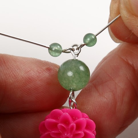 A Chain Necklace with Resin, Stone and Glass Beads