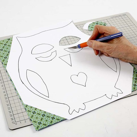 A large Owl cut out from Design Paper (the London series)