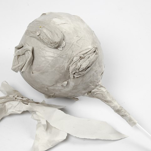 A Head with facial Features made from Papier-M ch  on a Balloon