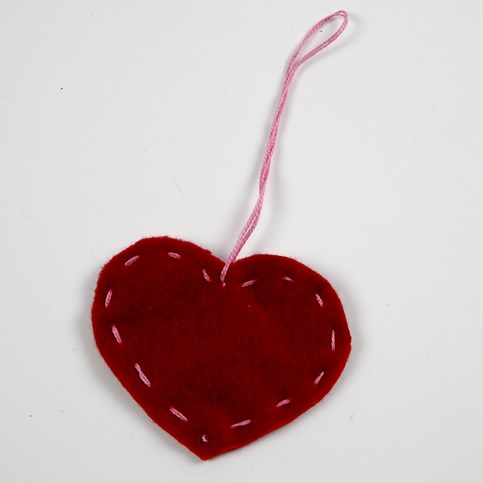 Felt Hearts with decorative Back Stitches