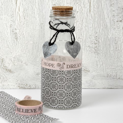 A Glass Bottle with Decoupage and Decorations from the Paris Design Series