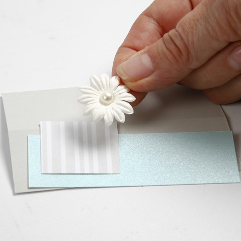 A Card Series with Pearlescent Card, Masking Tape and Paper Flowers