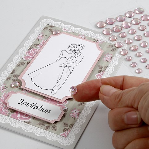 A Card Series with Rose Pearlescent Card and Rhinestones