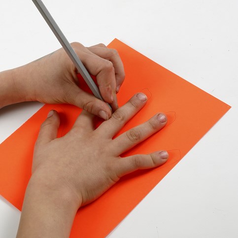 A Neon Coloured Card Flower made from Hands