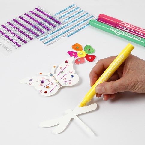 Card Shapes decorated with Markers and Rhinestones