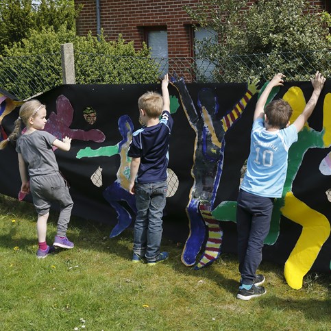 A Banner made from Imitation Fabric with "Body Movement"