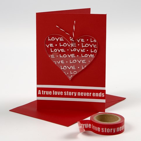 A Valentine Card with a decorated Plexiglass Heart