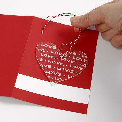 A Valentine Card with a decorated Plexiglass Heart