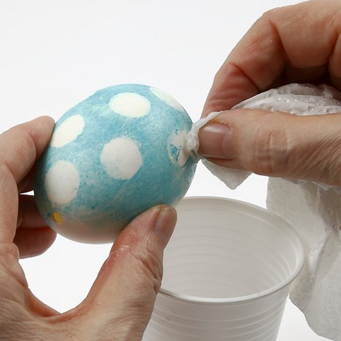 Pastel Coloured Natural Eggs with Copper Decoration and White Dots