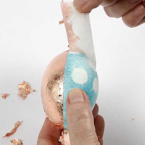 Pastel Coloured Natural Eggs with Copper Decoration and White Dots