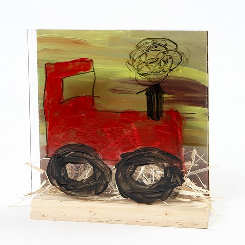 A Tractor in a Landscape on a 3D Two-Piece Combination Frame (A Glass Front with an MDF back)