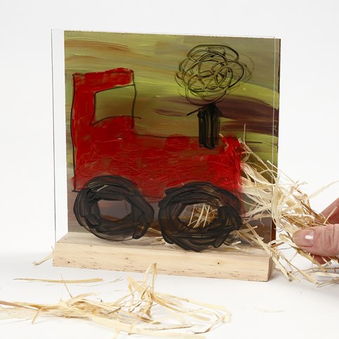 A Tractor in a Landscape on a 3D Two-Piece Combination Frame (A Glass Front with an MDF back)