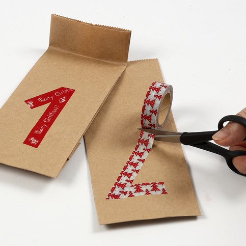 A Calendar made from Paper Bags with Masking Tape Numbers