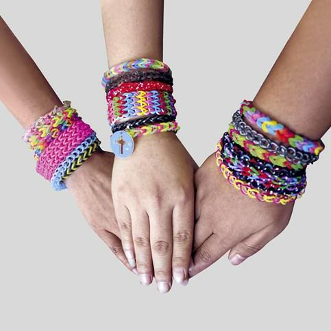 Colorful Bracelets made from Rubber Bands