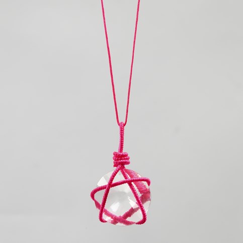 A Necklace with a Prism in a Net made from a Nylon covered Aluminium Bar