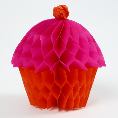 A Cupcake made from coloured Concertina Paper