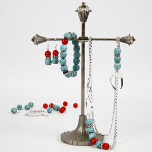 A Long Necklace with Turquoise Stone Beads