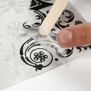 A Card with Rub-On transfer designs