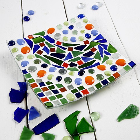 A Glass Dish with Mosaic Art