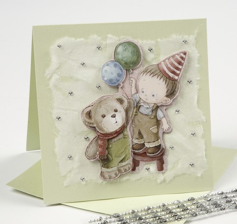 A Lovely 3D Card with glitter decoupage and Rhinestones