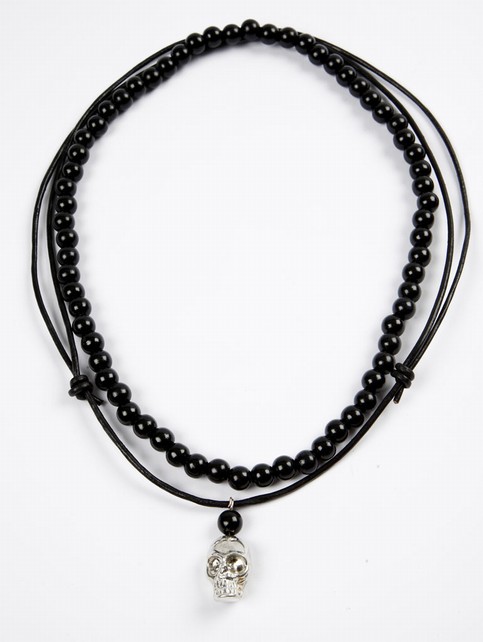 Double chain with pewter pendant.