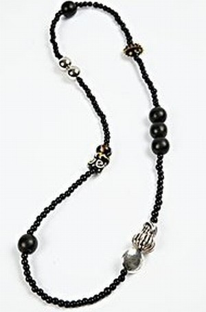 Necklace with black wooden beads