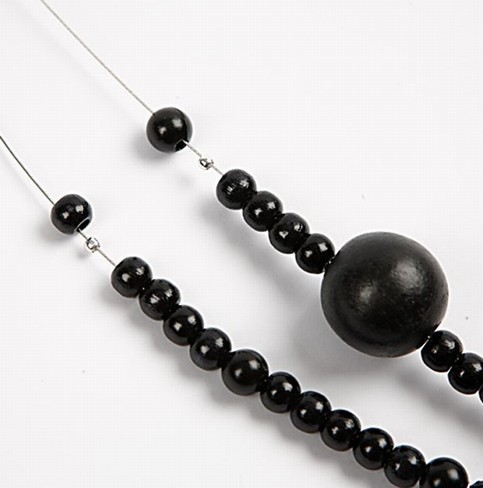 Necklace with black wooden beads